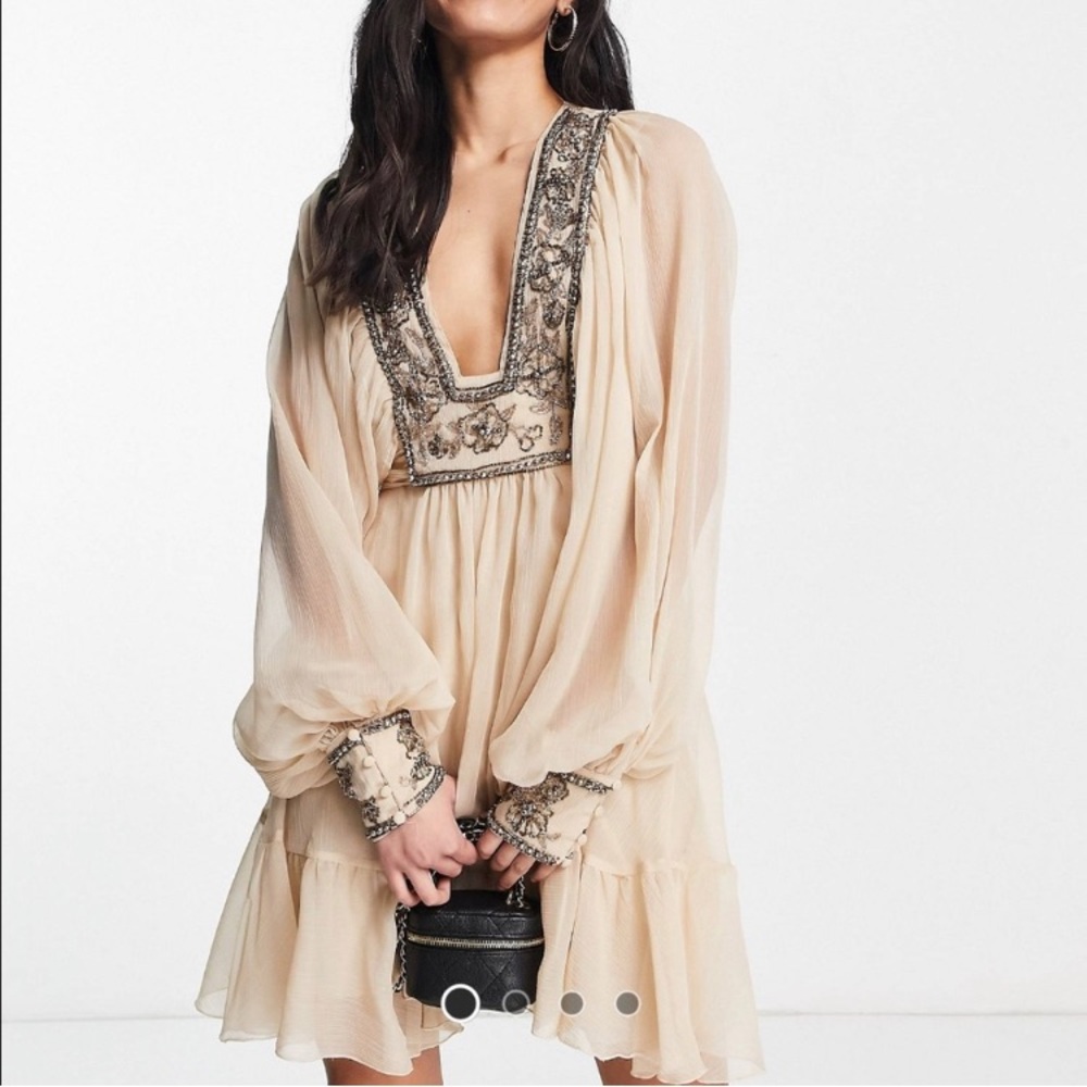 Looking for ASOS DESIGN blouson sleeve mini dress with floral embellished bodice